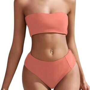 ZAFUL Women's Strapless Bikini S (4) NWT Light Salmon